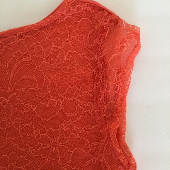 MODA INTERNATIONAL FOR VICTORIAS SECRET SHEER ORANGE LACE SLEEVELESS TOP SMALL - Picture 8 of 11